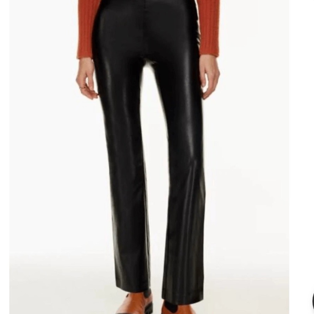 Aritzia Black Faux Leather flare pants